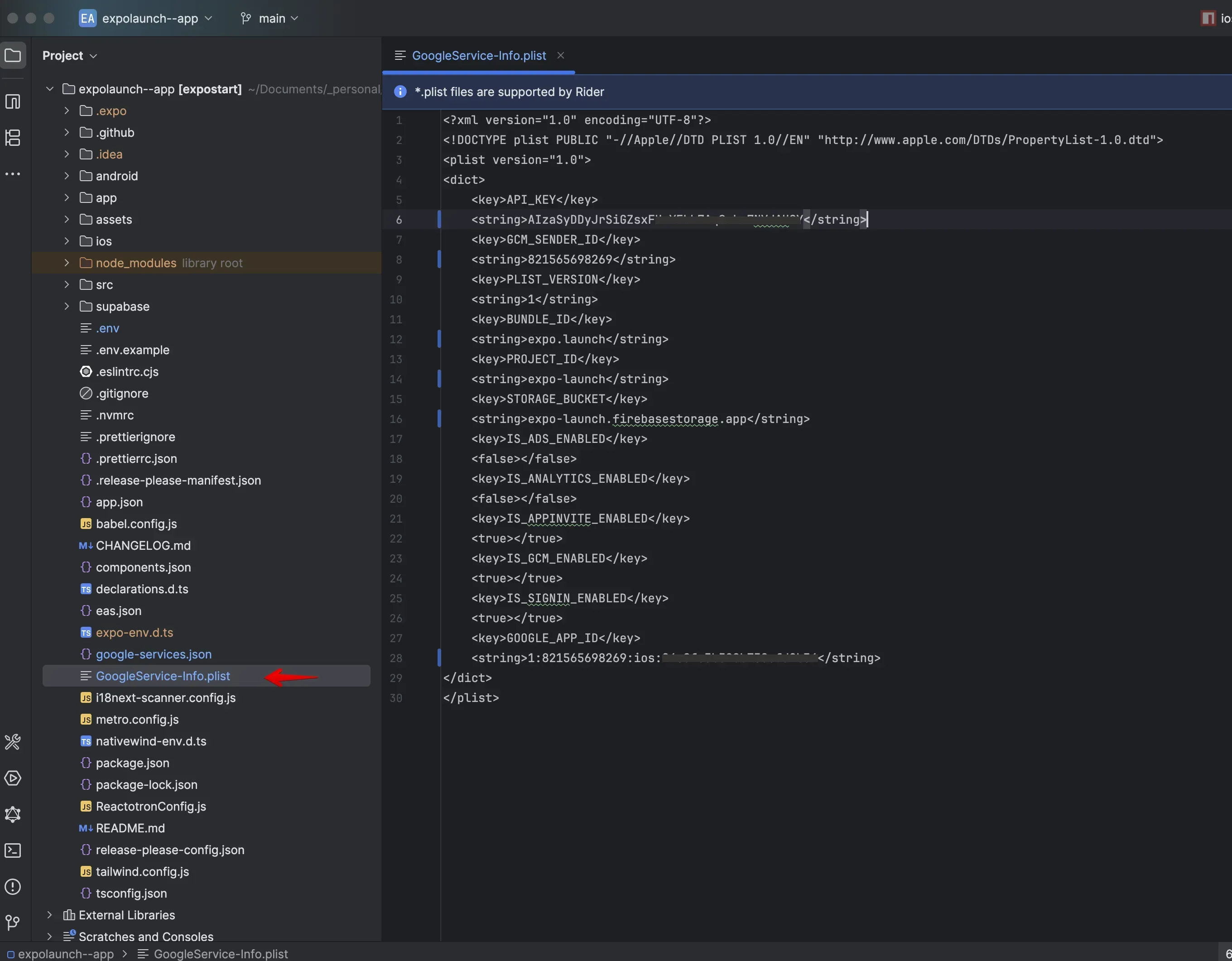 iOS app config