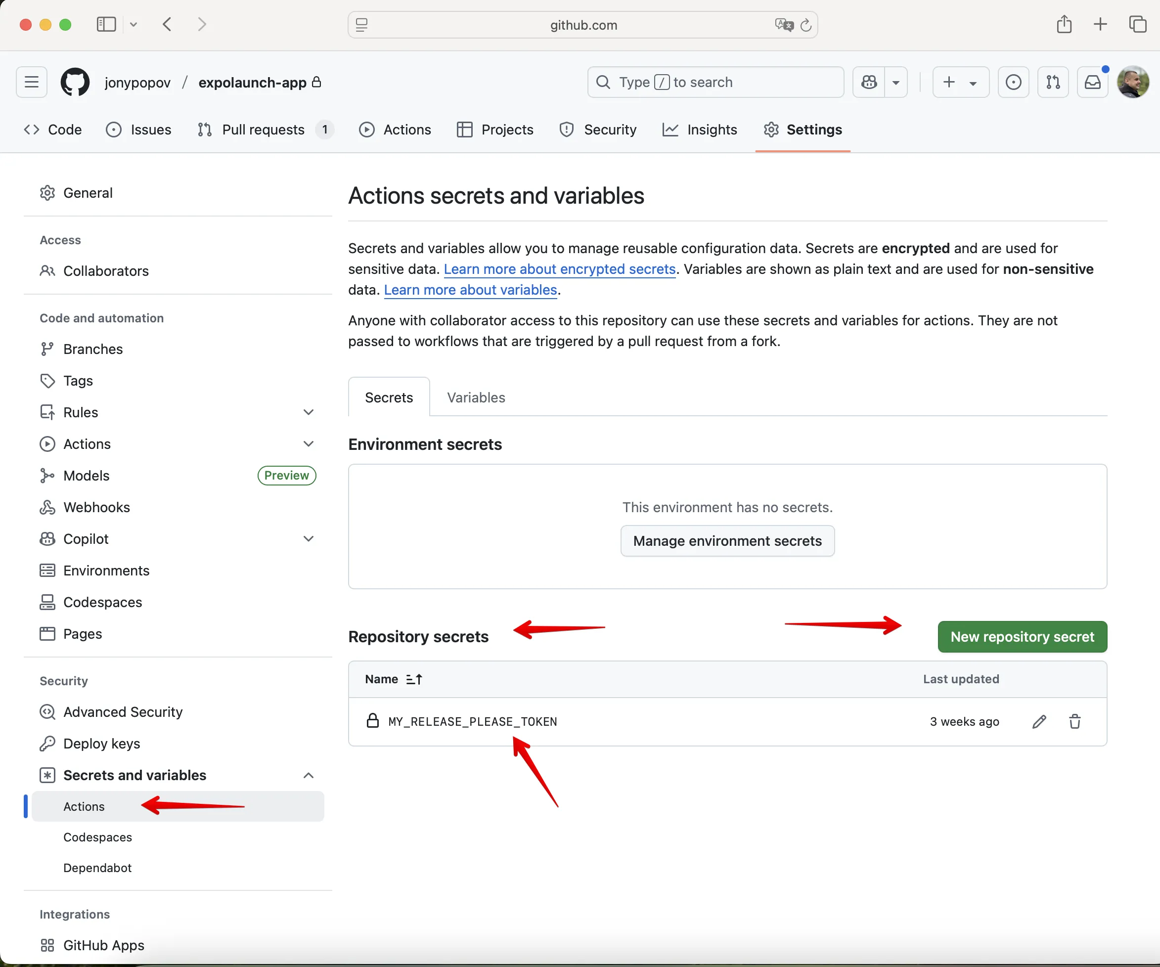 Expolaunch github action