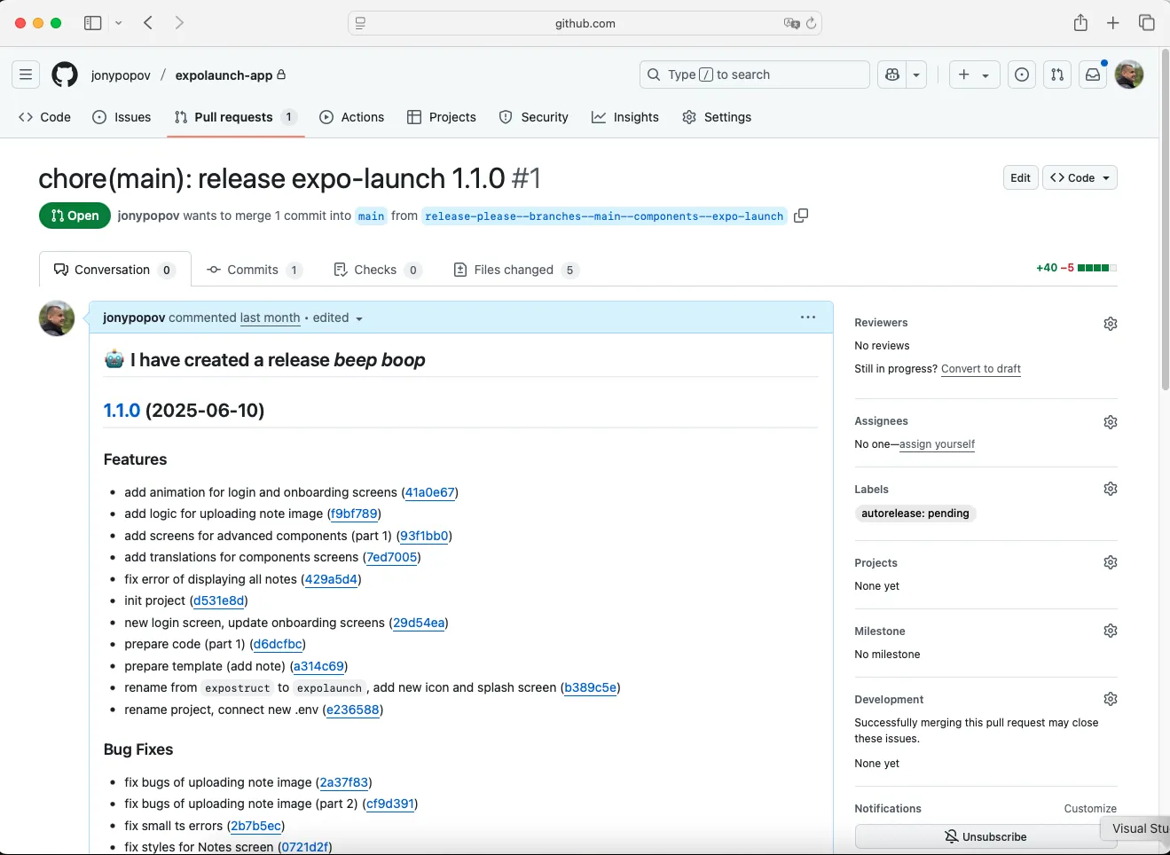 Expolaunch github action