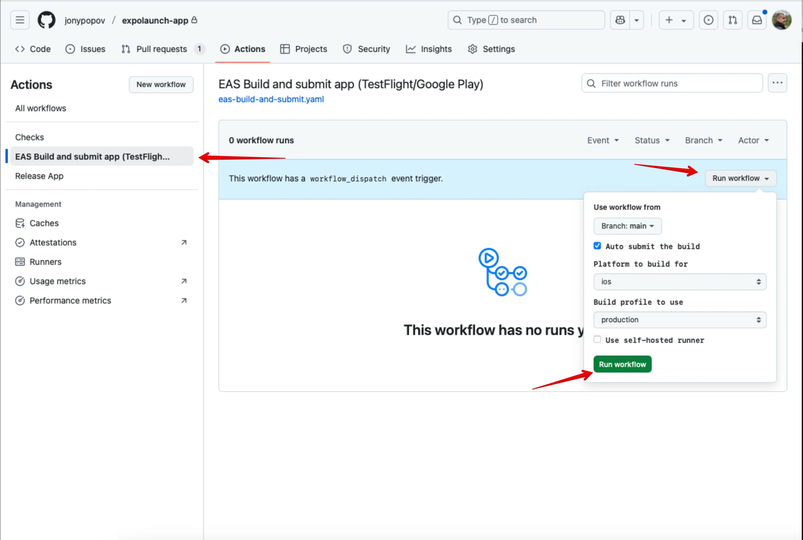 Expolaunch github action